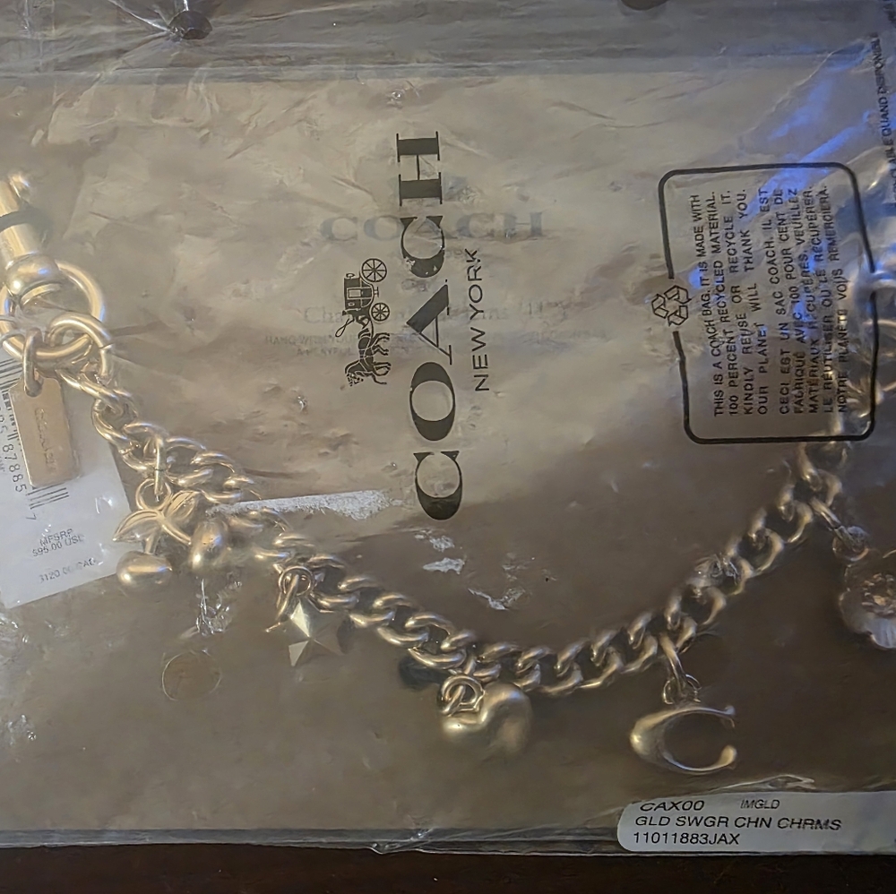 COACH Gold Swagger Chain With Charms In Gold CAX00 NWT